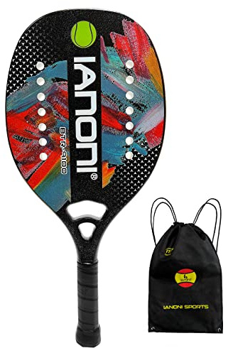 Beach Tennis Paddle Beach Tennis Racket Carbon Fiber with EVA Memory Foam Core Tennis Paddles (Black)