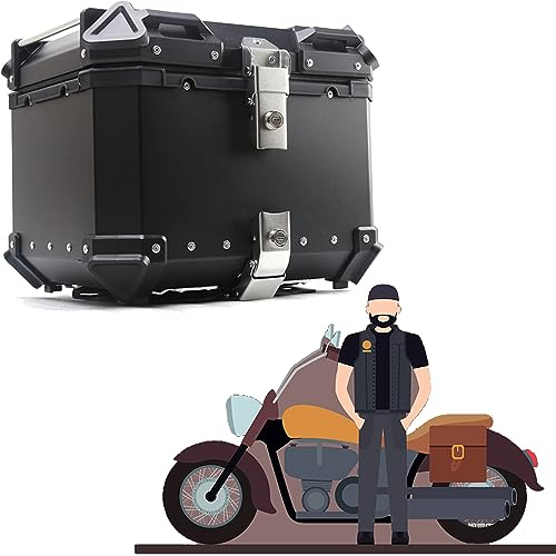 Robustes Motorrad-Topcase, Aluminium-Motorrad-Kofferraum, Tour-Heckbox mit Sicherheitsschloss zur Aufbewahrung von Helmen, großem Gepäck, universelle wasserdichte Motorrad-Aufbewahrungsbox 32L Black
