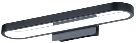 Lightess Applique Luminaire Salle De Bain Avec Interrupteur LED 10W 40cm Lampe Miroir Salle De Bain IP44 Étanche Blanc Froid Éclairage Décoration Aluminium Noir WC Toilette Lampe de Miroir Maquillage