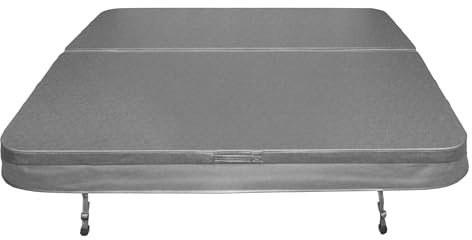 Cubierta Gris de SPA 2,1x2,1m Impermeable Exterior Jardín Funda SPA Bañera Hidromasaje Cintas Bloqueo con Llaves Manijas Capota Dura Cuero PVC Espuma 25kg/m³ Densidad Resistencia UV + Moho