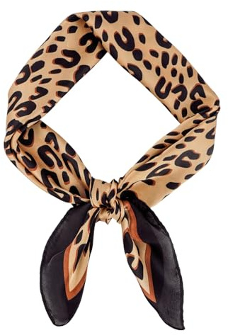 GoGou Foulards en Soie pour Femme Écharpe Carré Soie Légère Foulard Cheveux Cadeau pour Femme,Léopard