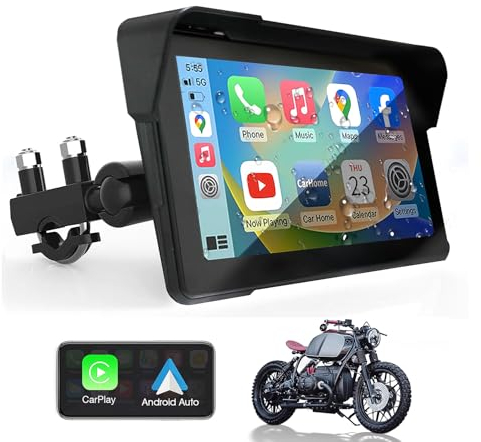 CarPlay Wireless Moto GPS 7 Pollice IPS Bluetooth Touchscreen adatto per Apple CarPlay, Navigazione GPS(Si raccomanda di collegare direttamente il circuito di avviamento)