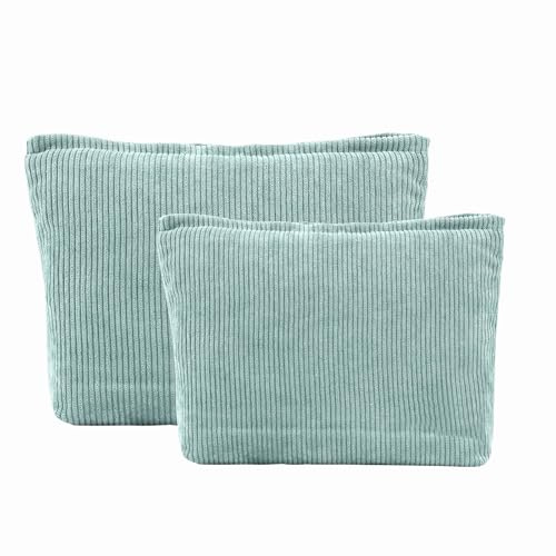 Zenovate Neceser Maquillaje, Neceser Pequeño para Maquillaje de Mujer, Neceser de Mujer de 2 Piezas, Bolsa de Tela Bolsa Cosmética Portátil con Cremallera para Mujer-Azul Claro (1 Grande + 1 Pequeña)