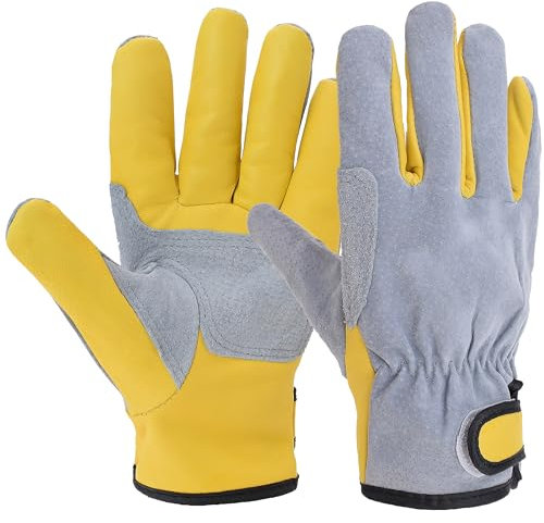 EINSKEY Goat Leather Work Gloves for Men & Women - Thorn Resistant Gardening Gloves, Robust for Construction Site, Woodworking, Welding, Rose Cutting and Household