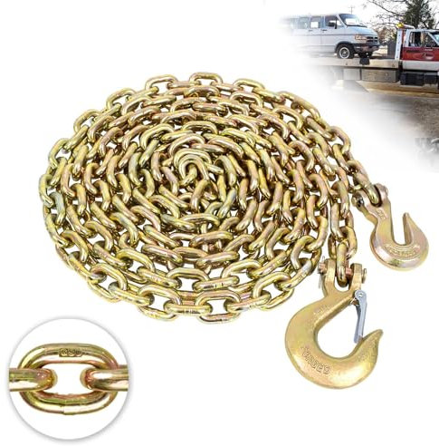Obstáculos Coche Cadena De Transporte G80, Cadena De Troncos De 3 Pulgadas Con Ganchos De Agarre Y Eslinga, De Trabajo Segura De 7100 Libras, Cadena Resistente Para Transportar Equipos De Amarre Y Rem