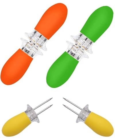 TOZBLEU Supporti per Pannocchie,6pcs Supporti in Acciaio Inossidabile per Pannocchie di Mais,Forchette per Pannocchie per Cucina Casalinga,Supporti per Pannocchie con Doppio Spillo,Adatto per barbecue