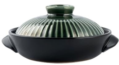 UBOHUZ Casseruola Casseruola Pentola in Ceramica Pentola for Zuppa Riso al Vapore E Pentola Resistente al Calore Claypot Riso Claypot A Gas per Brasare, Stufare(Green 0.7 L)