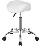 SHENJMAI Sgabello con rotelle Sgabello da sella con ruote, capacità di carico 450 libbre, altezza regolabile, sedia girevole for salone, spa, clinica for tatuaggi(White)