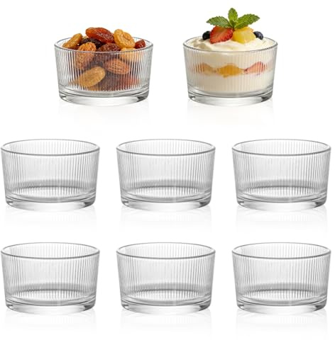Ranjima dessertglas 200 ml, 8 stycken dessertskålar glas stabila glasskålar glasskoppar glas isskålar för desserter tiramisu pudding glasssallad glass perfekt för hemmet restauranger fester