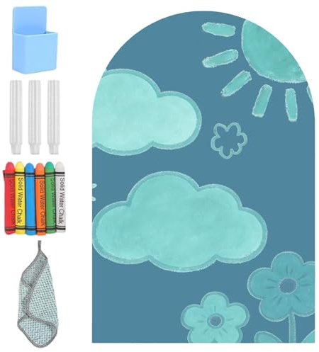 Magnettavla för barn, självhäftande, magnetisk vägg för barn, välvd, magnetfolie, barnrum, Montessori, magnetvägg, barn, magnettavla, vägg med pastellfärger, kritor för flickor, pojkar (turkos 100 x