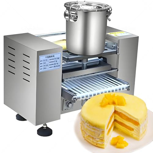 Kommersiell Crepe-maskin, helautomatiserad Crepe-maskin, 150-200 °C temp-intervall, 100-300 crrepe/timme, mattransportör, perfekt för bagerier och restauranger