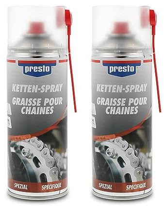 2 x 400 ml Spray Chaîne Graisse Presto Chaîne Chaîne de graisse d'entretien Huile de chaîne en spray Boîte