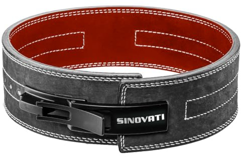 SINOVATI KDK professionellt tyngdlyftningsbälte i nubuckläder med spänne, viktlyftningsbälte för fitness, styrkelyft, styrketräning, bodybuilding (mörkgrå, L) ..