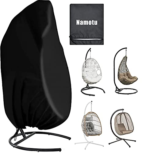 Namotu Hängesessel Schutzhülle, Schwebesessel hängesessel Abdeckung 190 x 115 cm, Wasserdicht Windabweisend Winterfest, Balkon Outdoor 420D Oxford-Stoff mit PVC-Überzug, Kordelzug Schwarz
