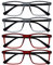 OPULIZE Ink Lessebrille 4er Pack Groß Rechteckig Rahmen Federscharniere Kratzfest Grau Rot Herren Damen RRRR4-77ZZ +3.00