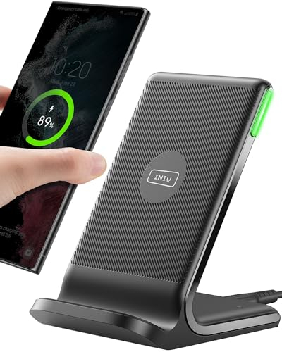 INIU Chargeur Induction 15W, Chargeur sans Fil Certifié Qi à Charge Rapide, Wireless Charger Accessoire Bureau pour iPhone 16 Pro Max 15 Plus 14 13 12 11 XR XS X, Samsung, Xiaomi, Google Pixel, etc.