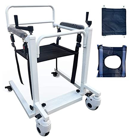 Mstiyx Home Grua Enfermos Sillas de Ruedas, Transporte enfermeria Silla Ducha Mayores con Asiento Blando y Asiento de Inodoro para Ancianos, autoservicio Silla de Transferencia discapacitados