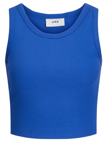 JACK & JONES JJXX Jxfallon Str SL Rib Top Jrs Camiseta de Tirantes Anchos, Blue Iolite, S Mujeres