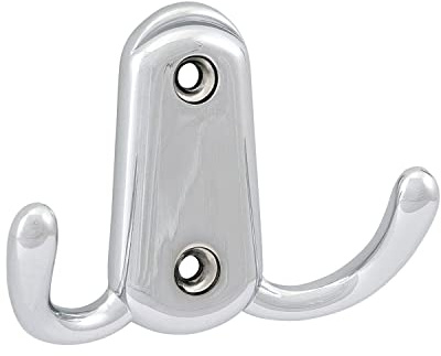 OBF Grimme Canelli 756151-29 Coat Hook Polished Chrome-Plated Width 17 mm Height 86 mm Double Hook Die-Cast Zinc