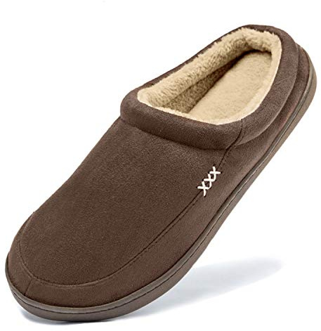 NewDenber Women's Warm Memory Foam Slippers Suede Plush Fleece Lined Slip on Indoor Outdoor House Shoes (6-6.5 B(M) US, Brown Coffee)