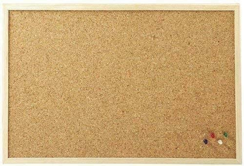 Bargain Factory Cork Board - Notice memo Label Instructions Rules pin - 6 Push Pins Classic Wood Natural Frame - Office, School, Home. (40 CM x 60 CM)