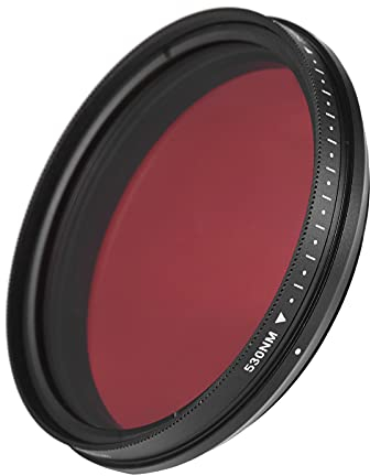 62 mm Einstellbarer Infrarotfilter IR-Pass-Röntgenlinsenfilter Variabel von 530 nm bis 750 nm Kompatibel mit Canon Nikon Sony DSLR-Kamera
