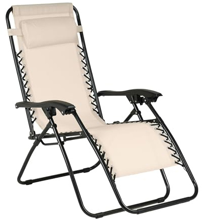 IlGruppone Sedia gravità Zero Reclinabile Pieghevole – Sdraio Relax da Giardino con Poggiatesta Regolabile, Struttura in Acciaio e Tessuto Textilene, per Terrazzo, Piscina e Campeggio - Beige