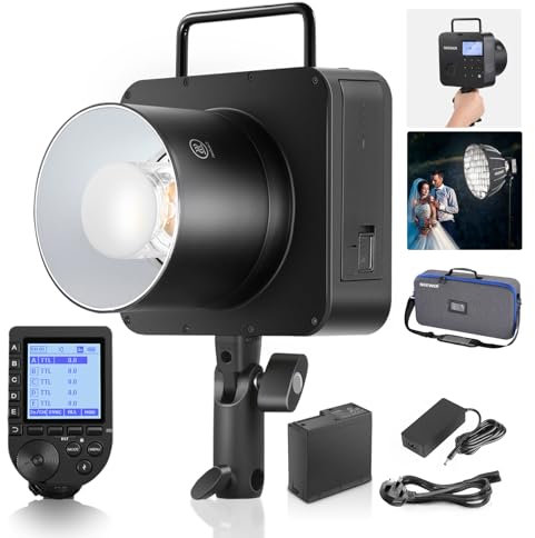 NEEWER Q4 400Ws Studio Flash Outdoor Strobe 2.4G TTL & QPRO-S Trigger Compatible with Sony, 1/8000 HSS/30W Modeling Lamp/400 Full Power/0.01-1.2s Recycle/21.6V 2800mAh Battery for Wedding Photography