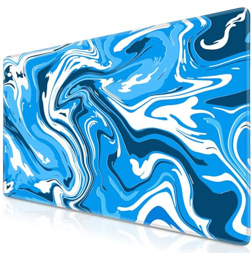 Abetcabe Gaming Mauspad XXL, Mousepad 900 x 500 x 3mm, Fluid Art Mauspad groß Vernähte Kanten WassXerdicht Anti-Rutsch für PC, Laptop Verbessert Präzision und Geschwindigkei