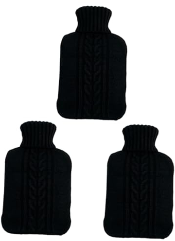 Healvian 3St gestrickter Wärmflaschenbezug Wärmflasche mit Deckel Hände Wärmflaschenetui Wärmflaschenabdeckung Herbst und Winter Thermosflasche warmes Bett Kappe der Wasserflasche Fräulein
