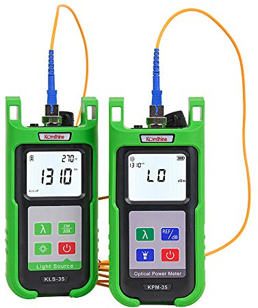Optical Fiber Power Meter Komshine KPM-35 with 7 Wavelengths -70~+10dB + Singlemode Multimode Fiber Light Source Komshine KLS-35-MS 850/1300nm+1310/1550nm (Self Calibration)