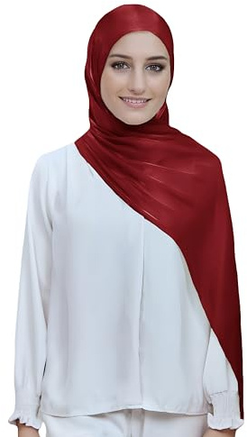 Lina & Lily Sheen Shimmer dam crepe halsduk sjal sjal genomskinlig lätt, mörkröd, en storlek