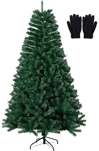 Maxesla 6ft Christmas Tree with Foldable Metal Stand, 600 Tips Artificial Christmas Tree, Realistic Bushy Spruce Branches, Idea Christmas Decorations for Indoor Holiday Decoration, Green