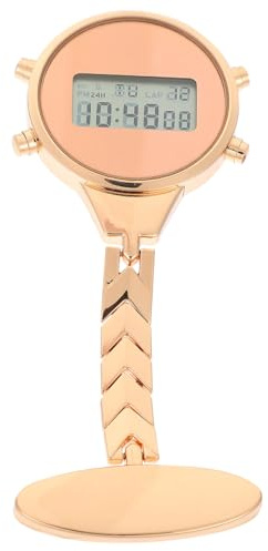 Holibanna Reloj electrónico con forma de enfermera para enfermeras, reloj de enfermera, reloj de enfermera para mujer, reloj de solapa floral con clip de aleación de dibujos animados, oro rosa, oro