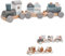 wunderwunsch Personalisierte Holz Eisenbahn Kinder - Geburtstagszug - Zug Baby Eisenbahn - Holzzug Personalisierte Geschenke Baby Spielzeug 1 Jahr Motorikspielzeug (blau, mit Name)