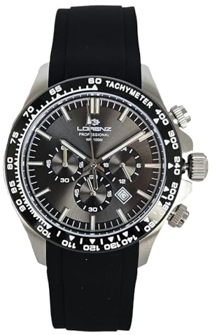 Lorenz Chrono 26175MM Cronografo da uomo con cinturino in gomma sub 100 metri