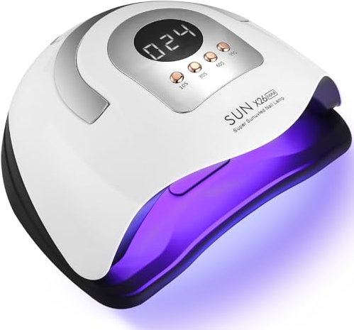 Zawaer UV Lampe für Gelnägel, 380W Led Lampe Nägel für Gelpolitur Mit Digitalanzeige, 81 Lampenperlen, Automatischem Sensor, 4 Timereinstellungen, Nagellack Trocknergerät für Salon und Zuhause