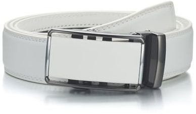 YEHMAN Cintura senza foro in pelle con fibbia automatica a cremagliera 3,5 cm Uomo, J07 Bianco, 120 cm