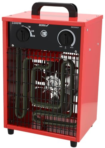 Scaldabagno elettrico 3,3 kW DEDRA DED9921, utile in spazi chiusi, termostato, tre modalità di funzionamento, regolazione della temperatura regolabile, alloggiamento in metallo