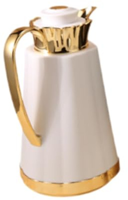 YWJLQH Caraffa Termica caffè Araba Teiera Isolata Brocca con Fodera in Vetro Versamento Materiale Robusto Adatta per Cucina Regalo Casa Campeggio, Oro Bianco