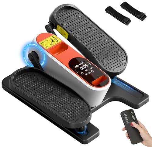 RYGEO Under Desk Elliptical Machine, Leg Exerciser Sitting Down, Electric Seated Pedal Exerciser for Senior & Home Office, Forward & Reverse, Manual & Auto, Quiet 12 Level Speeds