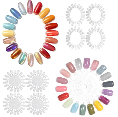 TEOZBLU 190 Pcs Nuancier Ongles Transparent En Éventail Présentoir Vernis Avec Anneau Presentoir Ongles Nuancier Support Ongles Capsules Pour Pratiquer Couleurs Et Designs Nail Art