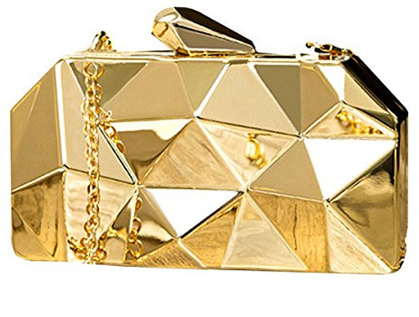 Meliya Womens Geometric Pattern Metal Handbag Diamond Evening Clutch Bags Mini Chain Cross-body Bags Purse