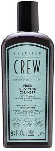 AMERICAN CREW – Fiber Pre-Styling Shampoo, 250 ml, stärkendes Haarshampoo für Männer, veganes Männershampoo für geschädigtes Haar, Pre-Haarstyling für mehr Textur, Stärke & Kontrolle