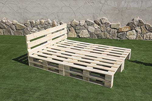 Cama BALINESA con CABECERO PALETS NUEVOS 2m X 1,60m Natural