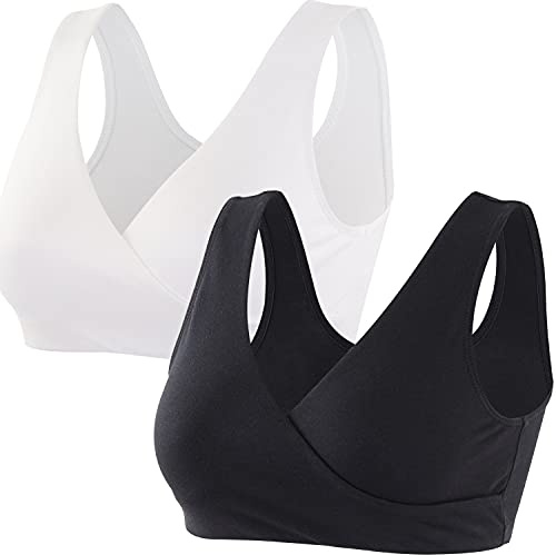 ZUMIY Sujetadores de lactancia de maternidad, sin costuras, para embarazo y lactancia, cómodo brasier inalámbrico para dormir por la noche, XL