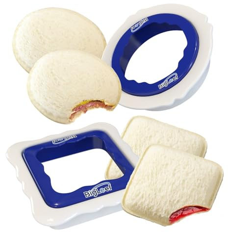 Uncrustable Sandwich Cutters for Kids Lunch, Sandwich Cutter And Sealer To Make Crustless PBJ, Decruster Sandwich Maker for Kids Boys Girls Lunch Accessories, Dishwasher Safe, Round & Square