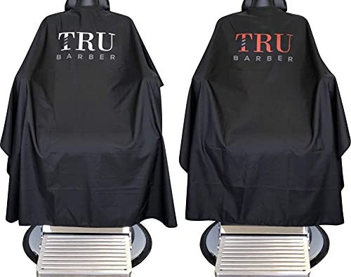TRU BARBER Confezione da 2 pezzi di strato di taglio parrucchiere XXL professionale, collo in silicone. Tessuto poliestere impermeabile con chiusura a bottone. Ideale per barbiere, parrucchieri