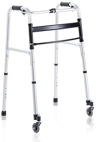 Deambulatore 2 ruote (resistente 130 kg) alluminio anodizzato pieghevole regolabile clik