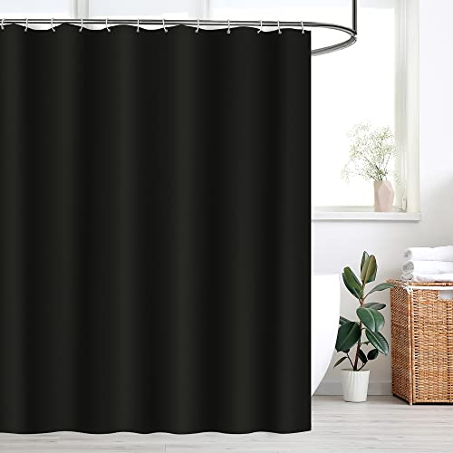WELTRXE Duschvorhang, Basic Duschvorhänge mit Gewicht, 120x180 cm Textil aus Polyester Stoff, Anti-Schimmel Dusch Vorhang Wasserdicht Waschbar, Shower Curtains für Dusche und Badewanne Schwarz